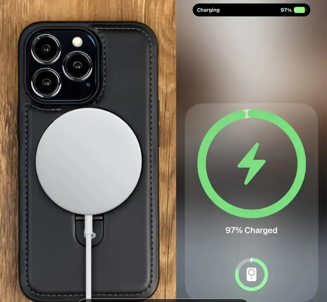 📱 Coque iPhone cuir MagSafe avec support anneau 360°