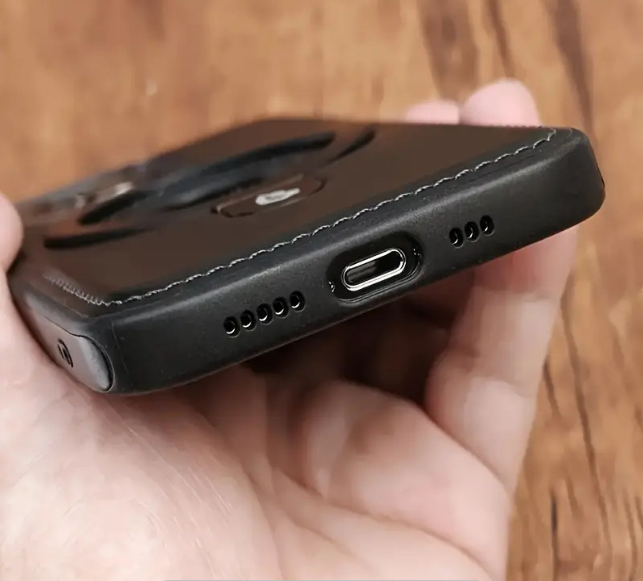 📱 Coque iPhone cuir MagSafe avec support anneau 360°
