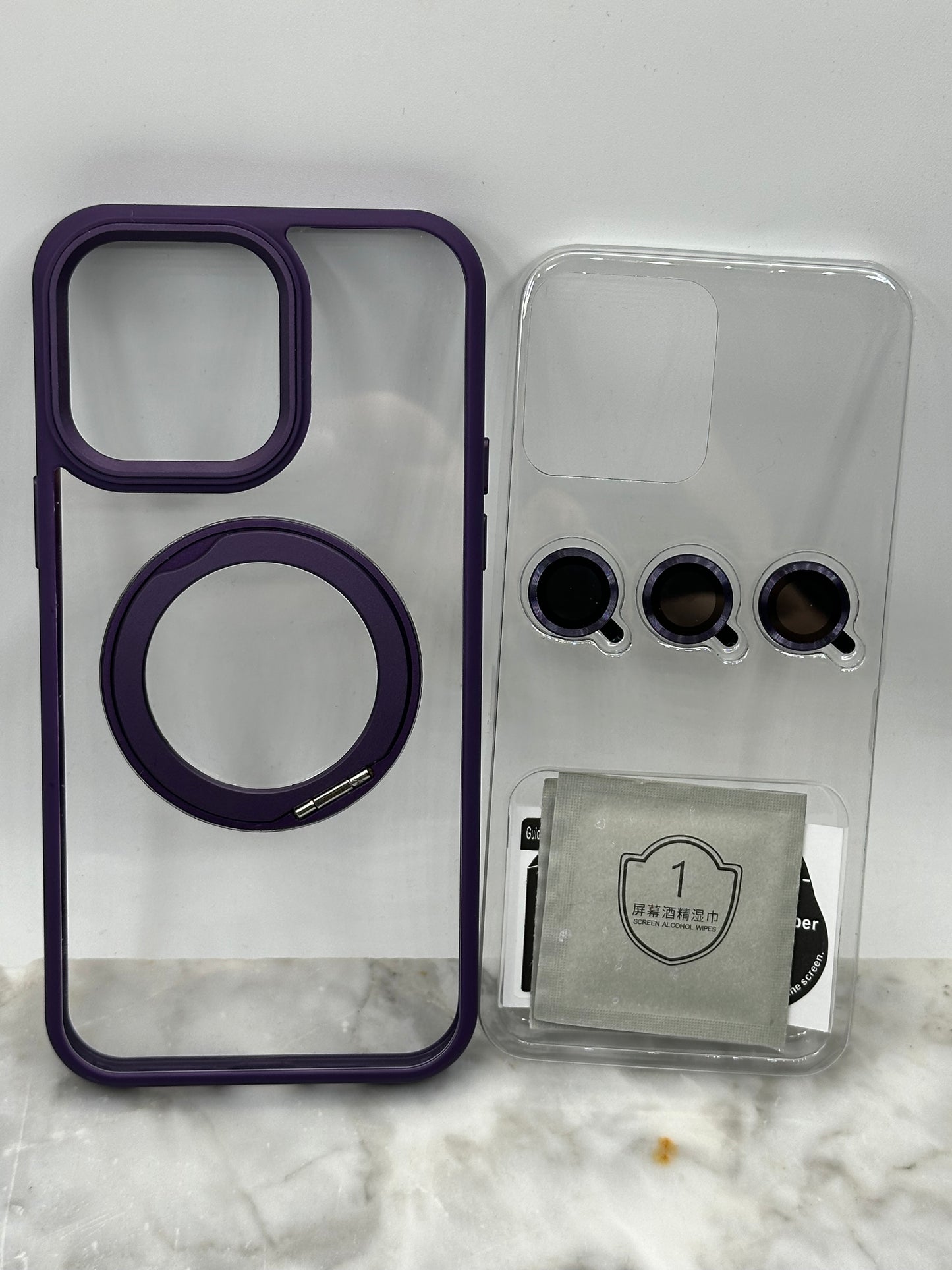 New case 3 en 1 original support lens MagSafe