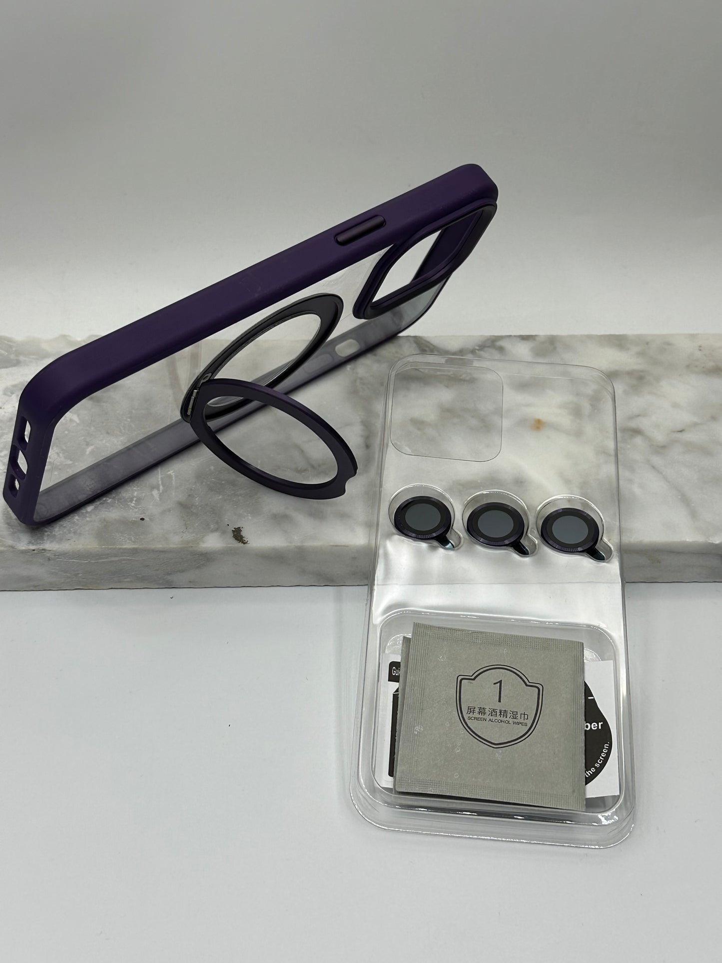New case 3 en 1 original support lens MagSafe