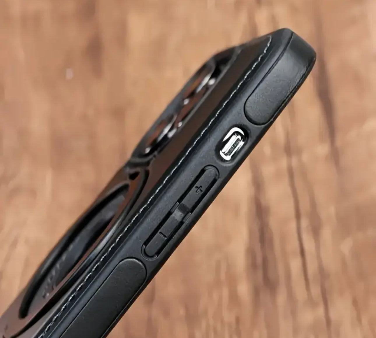 📱 Coque iPhone cuir MagSafe avec support anneau 360°